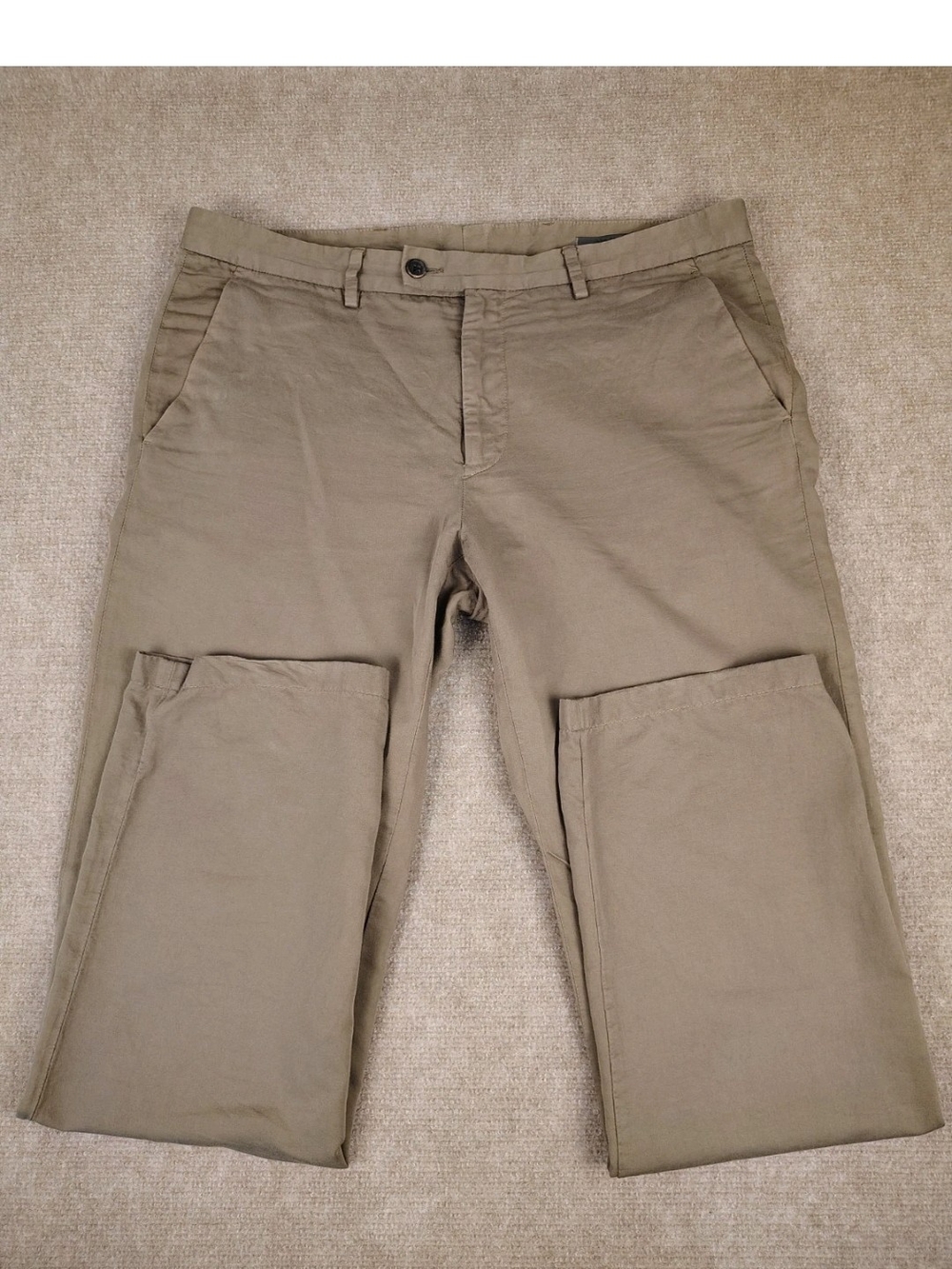 Mens John Varvatos Taupe Chinos Pants W34 L32 Cotton/Linen